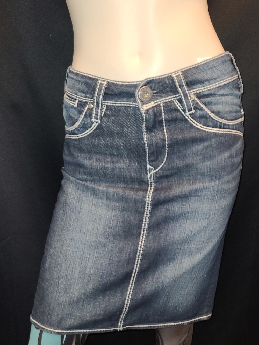 Silver Brand Skirt Womens 25 Monroe Jean Denim Stretch Dark Blue Western